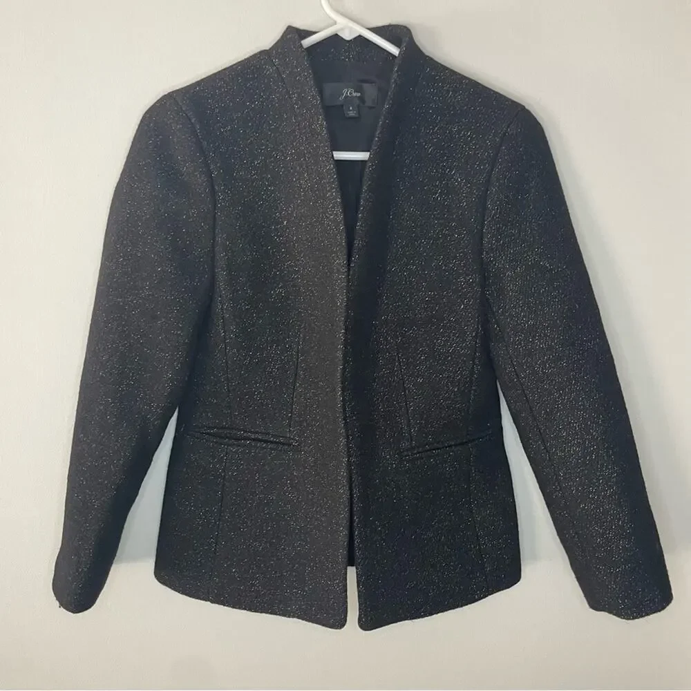 J. Crew Going Out Slim Fit Blazer in Black Tinsel Tweed Size 4
